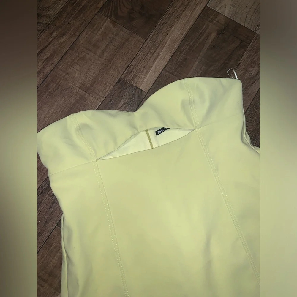 Zara cutout strapless spring yellow cocktail formal dress XL NWOT blogger fav!! - Picture 6 of 9